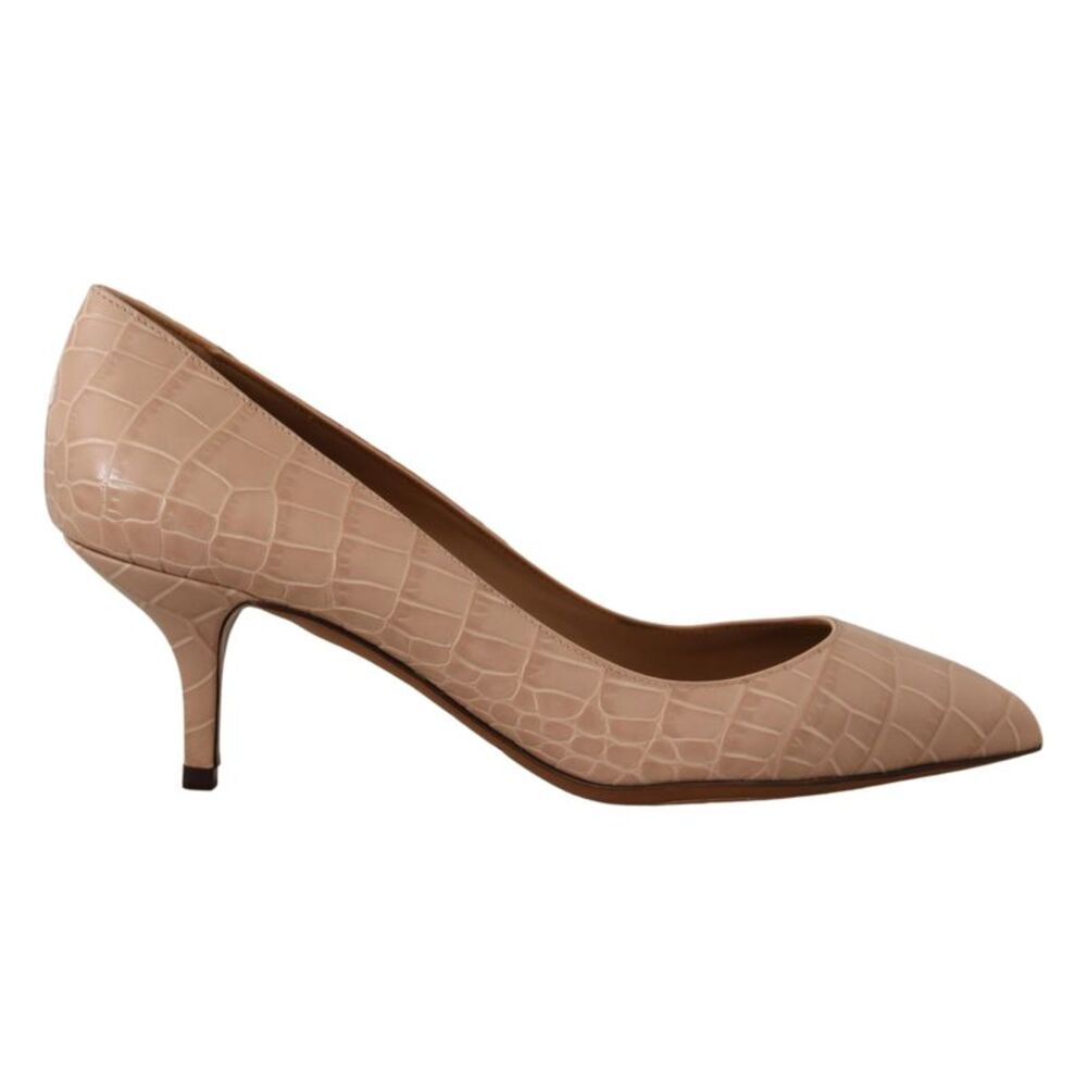 Dolce & Gabbana Beige Leather Pointed Heels Pumps Women's Shoes